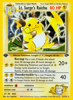 Lt. Surge's Raichu - Unlimited Holofoil
